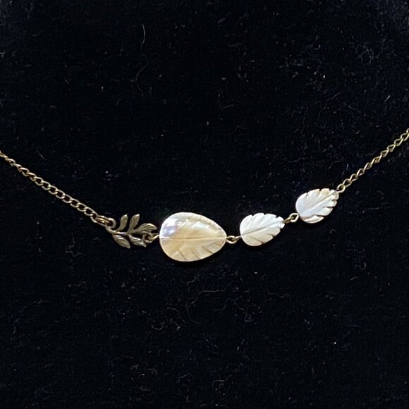 2/$20, Mother of Pearl Leaf Branch Bronze Necklace - Picture 4 of 13